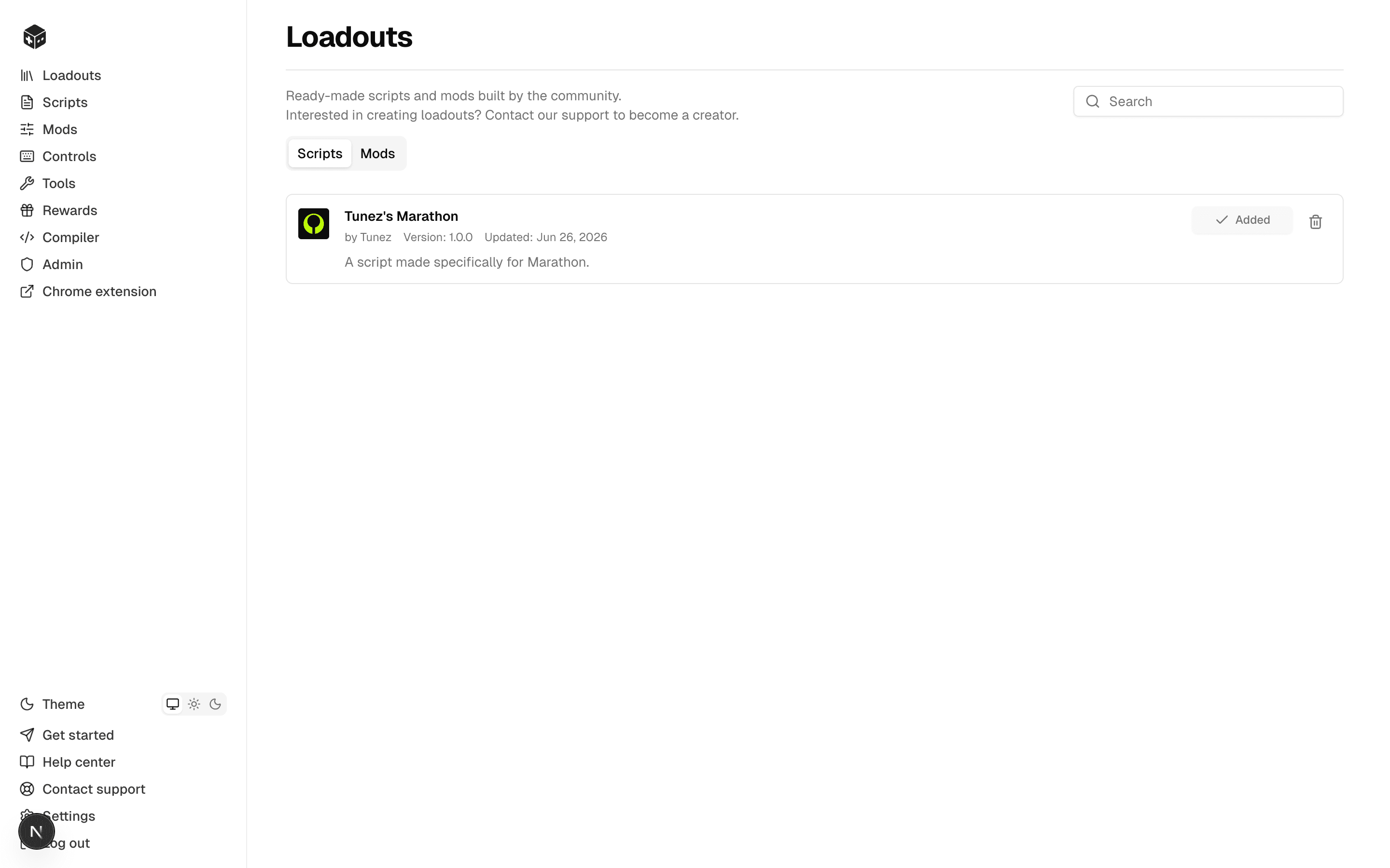 Tunez Loadouts library with a ready-made game script